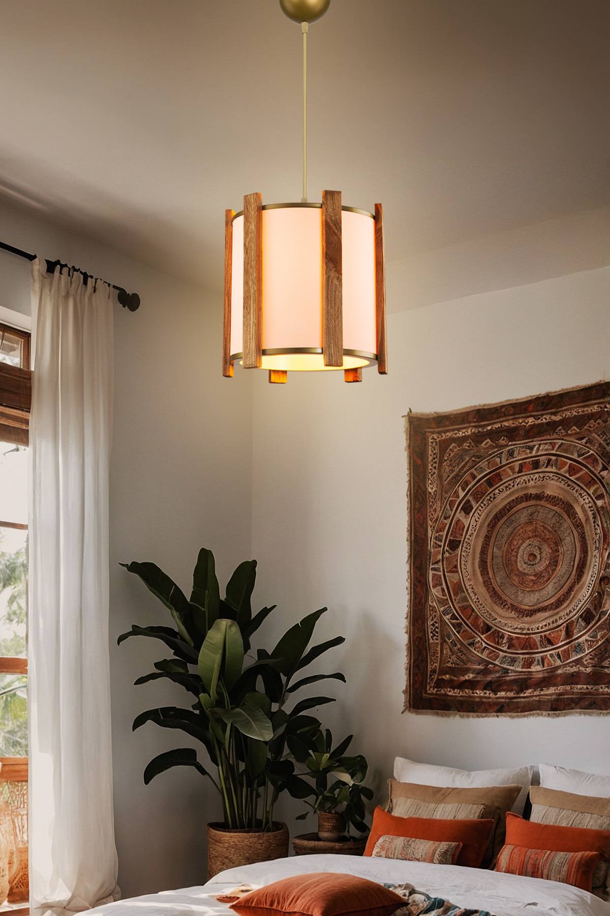 ASZ.1902 - Lidya Sarkıt Ahşap & Krem Kumaş